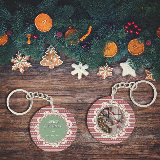 Ugly Christmas Chic op rode basis Circle Sleutelhanger