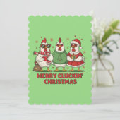 ugly christmas chicken merry clucking xmas kaart (Staand voorkant)