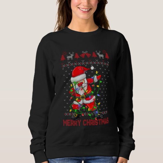 Ugly Christmas Dabbing Sweater  Santa Christmas Fa (Voorkant)