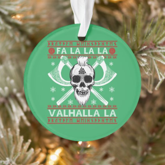 Ugly Christmas Design Fa-La-La Valhalla Viking Val Ornament (Boom)