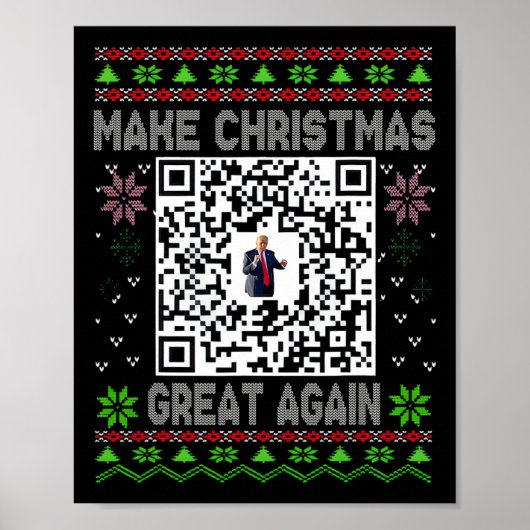 Ugly Christmas Funny Qr President Trump Dance Code Poster (Voorkant)