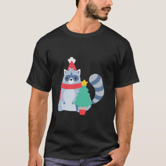 Ugly Christmas Raccoon Santa Xmas Tree Schattige H T-shirt