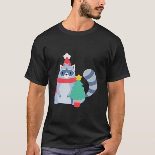 Ugly Christmas Raccoon Santa Xmas Tree Schattige H T-shirt (Voorkant)