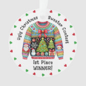 Ugly Christmas Sweater 1e plaats Winnaar Prijs Ornament (voorkant)