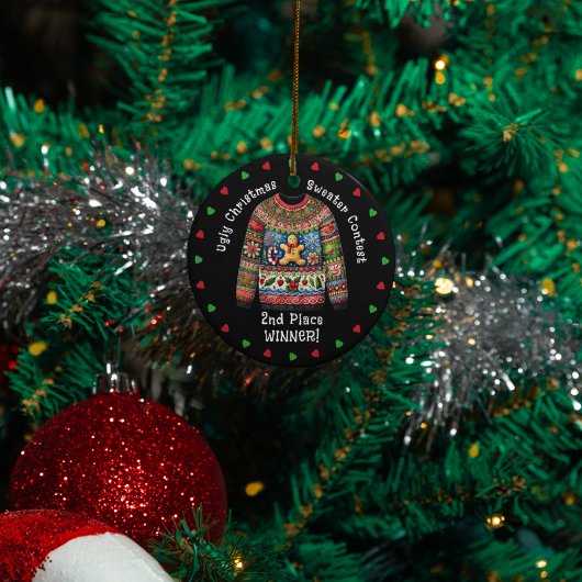 Ugly Christmas Sweater 2e plaats Winnaar Prijs Ornament