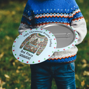 Ugly Christmas Sweater 3e plaats Winnaar Prijs Ronde Button 7,6 Cm