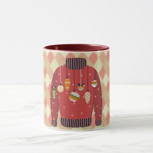 Ugly Christmas Sweater Art Mug Red Mok (Midden)