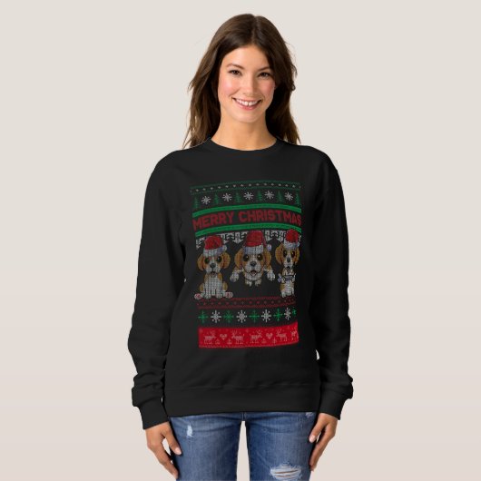 Ugly Christmas Sweater Beagle Cute Beagle Santa Ha (Voorkant volledig)