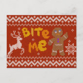 Ugly Christmas Sweater: Bite Me Gingerbread Man Feestdagenkaart (Voorkant)