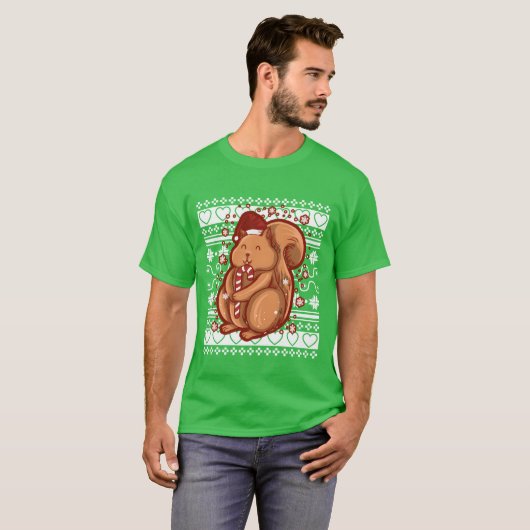 Ugly Christmas Sweater Christmas Squirrel family T-shirt (Voorkant volledig)