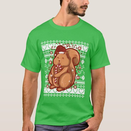 Ugly Christmas Sweater Christmas Squirrel family T-shirt (Voorkant)