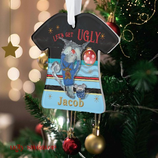 Ugly Christmas Sweater Contest Cat Ornament