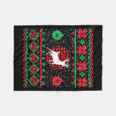 Ugly Christmas Sweater Design Plaid Reindeer  Fleece Deken (Voorkant (Horizontaal))