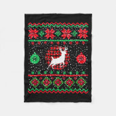 Ugly Christmas Sweater Design Plaid Reindeer Fleece Deken (Voorkant)