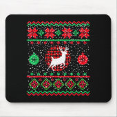Ugly Christmas Sweater Design Plaid Reindeer Muismat (Voorkant)