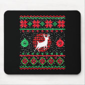 Ugly Christmas Sweater Design Plaid Reindeer Muismat (Voorkant)