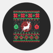 Ugly Christmas Sweater Design Plaid Reindeer Ronde Sticker (Voorkant)