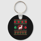 Ugly Christmas Sweater Design Plaid Reindeer Sleutelhanger (Voorkant)
