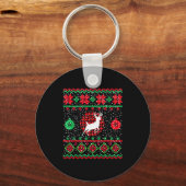 Ugly Christmas Sweater Design Plaid Reindeer  Sleutelhanger (Voorkant)