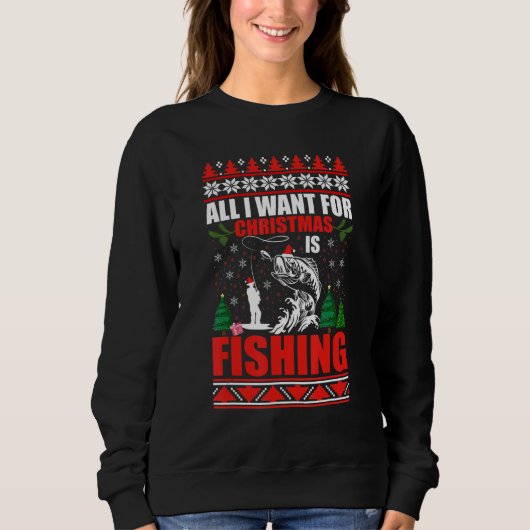 Ugly Christmas Sweater Fishing Cute Fishing Santa  (Voorkant)
