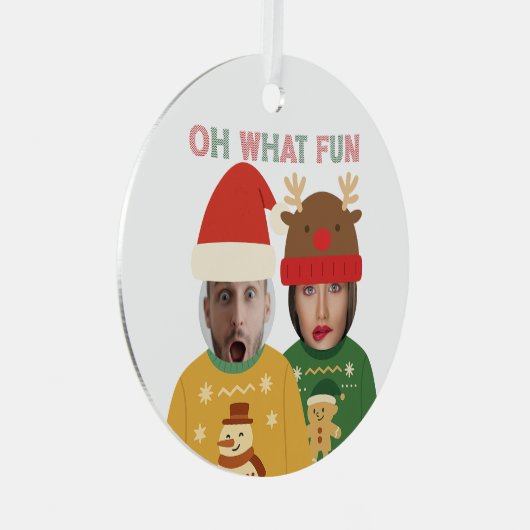 Ugly Christmas Sweater Funny Face Personalized Metalen Ornament (Voorkant Rechts)