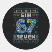 Ugly Christmas Sweater Happy Hanukkah Chanukkah Si Ronde Sticker (Voorkant)