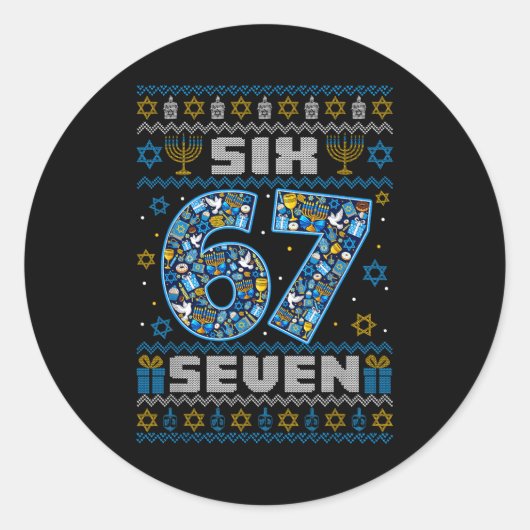 Ugly Christmas Sweater Happy Hanukkah Chanukkah Si Ronde Sticker (Voorkant)