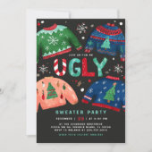 Ugly Christmas Sweater Holiday Party Invitation Kaart (Voorkant)
