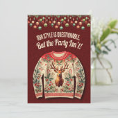 Ugly Christmas Sweater Holiday Party Kaart (Staand voorkant)