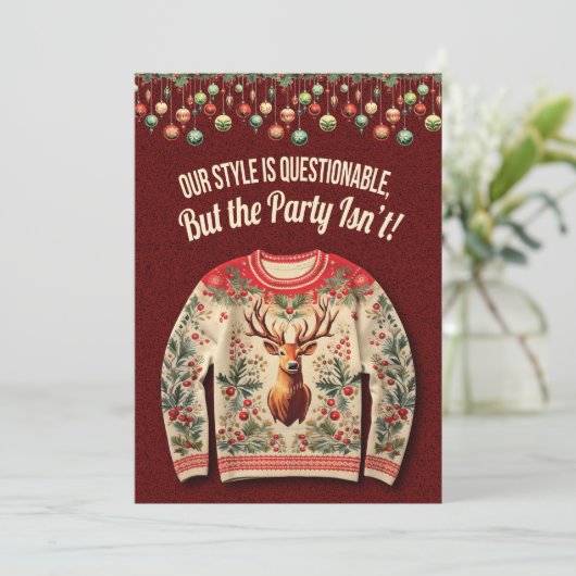 Ugly Christmas Sweater Holiday Party Kaart (Staand voorkant)