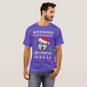 Ugly Christmas Sweater Husky Santa Merry Christmas T-shirt (Voorkant volledig)