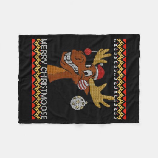 Ugly Christmas Sweater I Merry Christmoose Funny M Fleece Deken (Voorkant (Horizontaal))