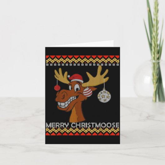 Ugly Christmas Sweater I Merry Christmoose Funny M Kaart (Voorkant)
