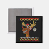 Ugly Christmas Sweater I Merry Christmoose Funny M Magneet (Voorkant / Achterkant)