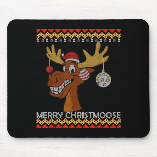 Ugly Christmas Sweater I Merry Christmoose Funny M Muismat (Voorkant)