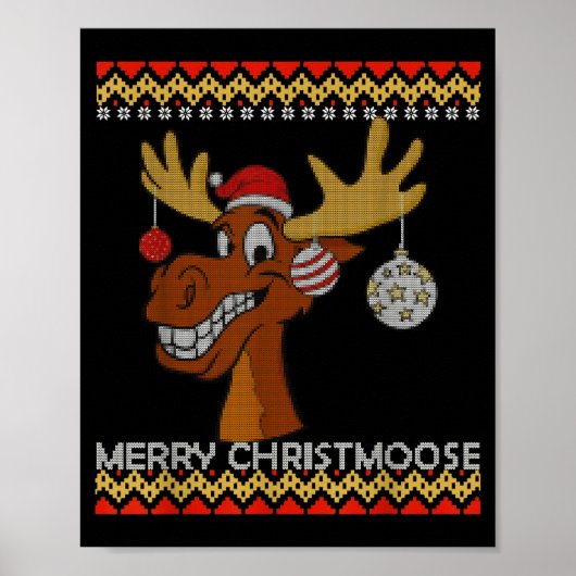 Ugly Christmas Sweater I Merry Christmoose Funny M Poster (Voorkant)