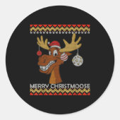 Ugly Christmas Sweater I Merry Christmoose Funny M Ronde Sticker (Voorkant)