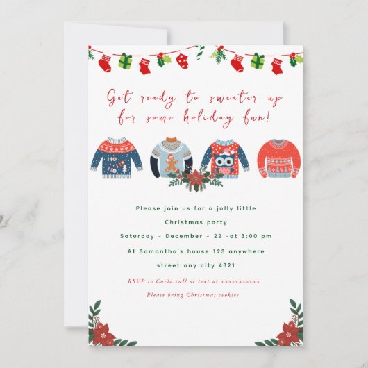 Ugly Christmas Sweater Party Fun Holiday Kaart (Voorkant)