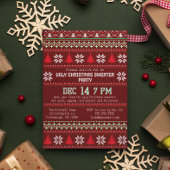 Ugly Christmas Sweater Party Gebreide Sneeuwvlok Kaart