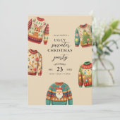 Ugly Christmas Sweater Party Invitation Kaart (Staand voorkant)