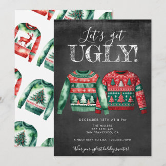 Ugly Christmas Sweater Party Invitation Kaart