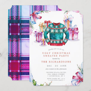 Ugly Christmas Sweater Party Invitation Kaart Holi