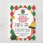 Ugly Christmas Sweater Party Uitnodiging (rood/gro (Voorkant)