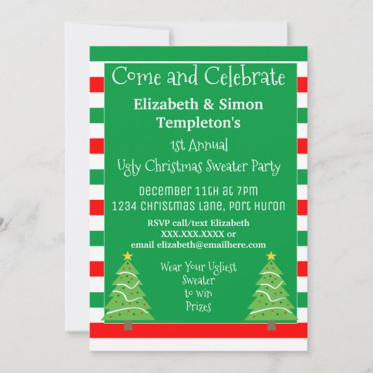 Ugly Christmas Sweater Party Uitnodigingen (Voorkant)