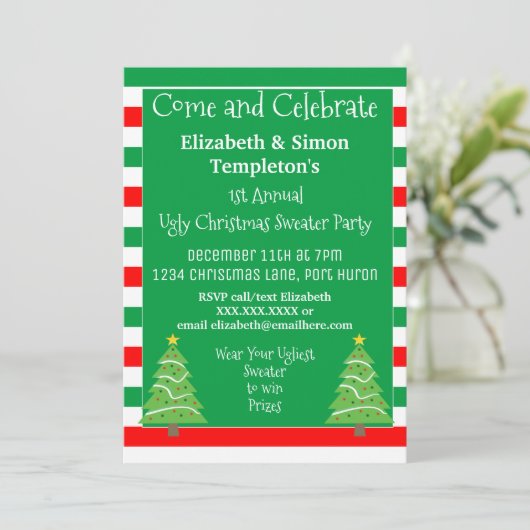 Ugly Christmas Sweater Party Uitnodigingen (Staand voorkant)