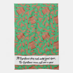 Ugly Christmas Sweater Pet Sjaal Rood Wit Quote Theedoek