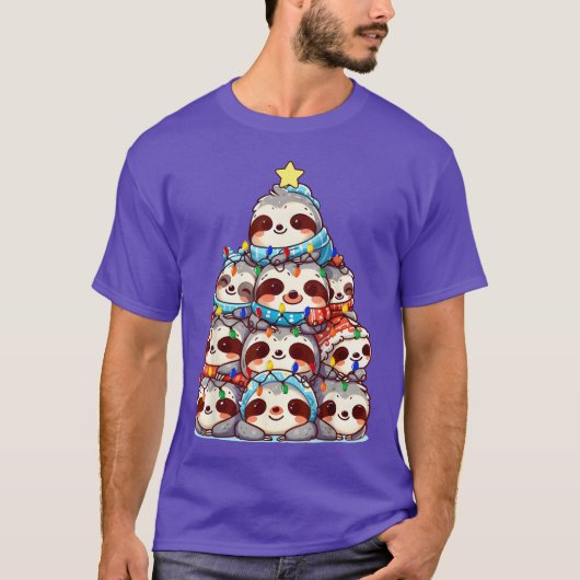 Ugly Christmas Sweater Slothree Christmas T-shirt (Voorkant)