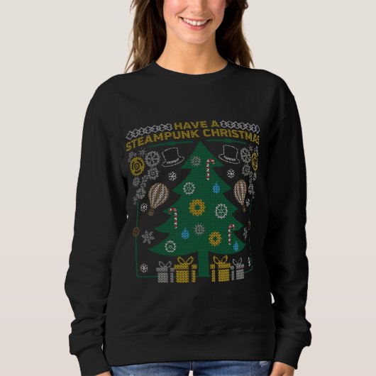 Ugly Christmas Sweater Steampunk Gears Sweatshirt (Voorkant)