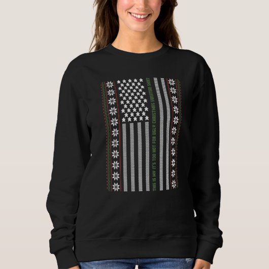 Ugly Christmas Sweater USA Flag Retro  Merry Chris (Voorkant)