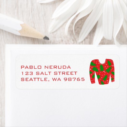 Ugly Christmas Sweater Xmas CUSTOM Mailing Address Etiket (Insitu)